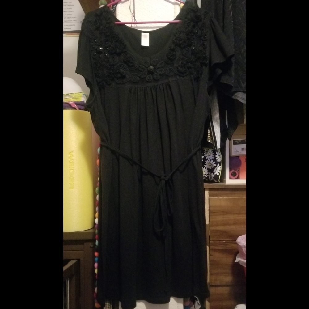 Black Sheer Floral Avon Shift Dress